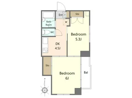 育進ビル(2K/5階)の間取り写真