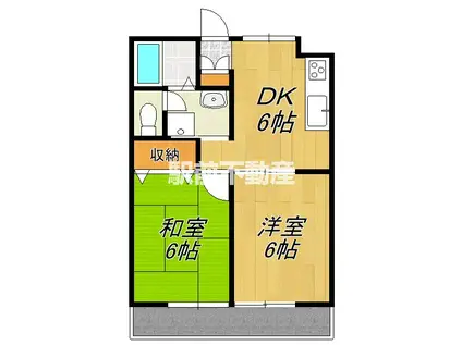 ハイツ目達原(2DK/2階)の間取り写真