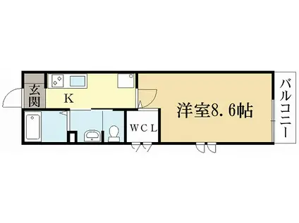 パラディーゾII(1K/1階)の間取り写真