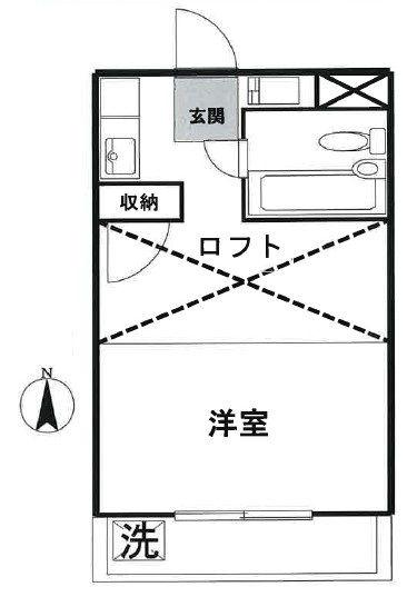 カーザ泉(ワンルーム/2階)の間取り写真