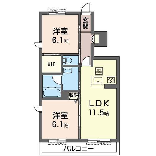 レヴィア I(2LDK/1階)の間取り写真