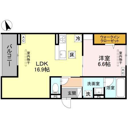 TORISIAS 東城南 A A(1LDK/1階)の間取り写真
