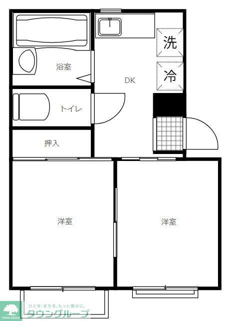 グランドール大和(2DK/2階)の間取り写真