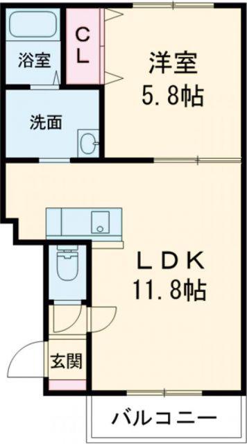 アビターレ中島(1LDK/2階)の間取り写真