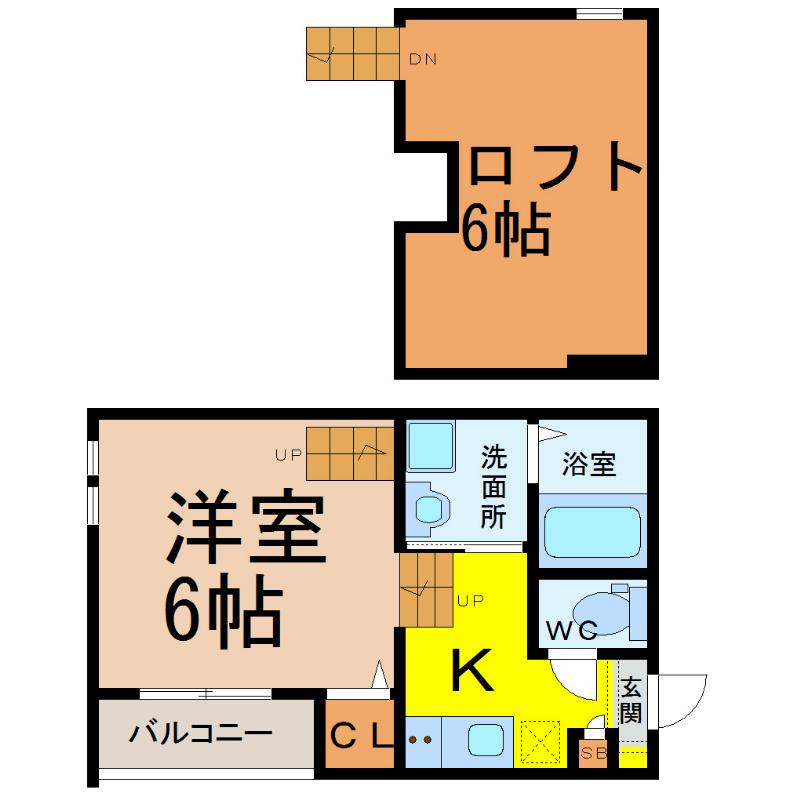 グリーンリーフ名城清水(1K/1階)の間取り写真