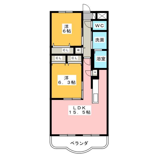アンシャンテ(2LDK/2階)の間取り写真