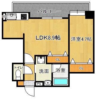 サムティ佐賀駅前SERENA(1LDK/9階)の間取り写真