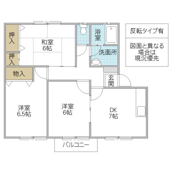 ボナール A棟(3DK/2階)の間取り写真