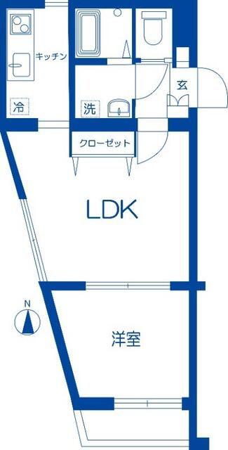 ル・リオン中野白鷺(1LDK/2階)の間取り写真