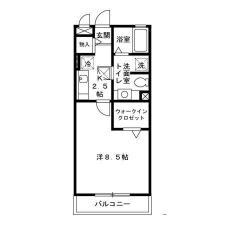 サニーフラット三ツ沢(1K/2階)の間取り写真