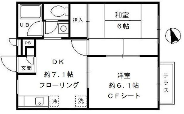 ハイムクロシェット(2DK/1階)の間取り写真