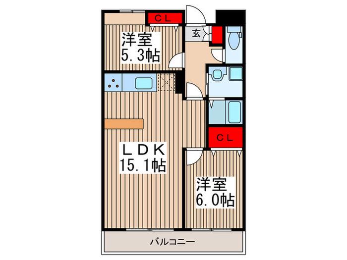 L-PLACE下総中山III(2LDK/1階)の間取り写真