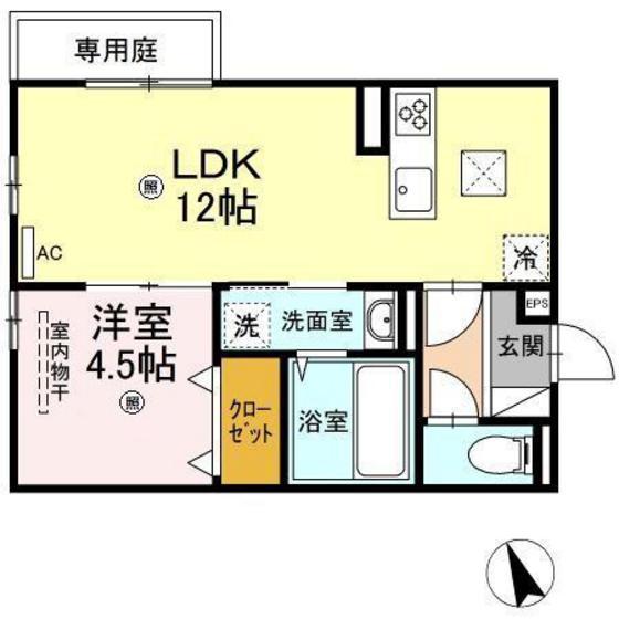ノクターン II棟(1LDK/1階)の間取り写真
