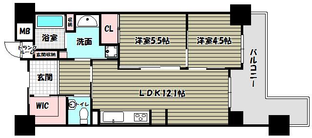 マスターズステージ泉ヶ丘(2LDK/9階)の間取り写真