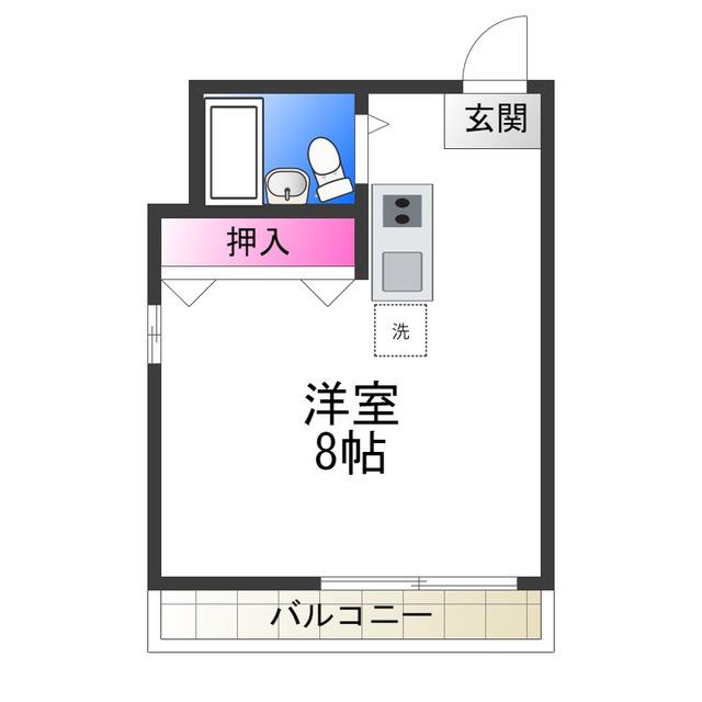 サンコート21(ワンルーム/5階)の間取り写真
