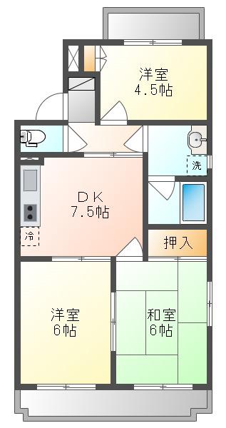 パティオI(3DK/3階)の間取り写真