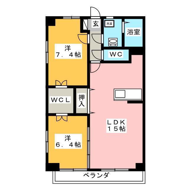 サンセールウエスト(2LDK/5階)の間取り写真