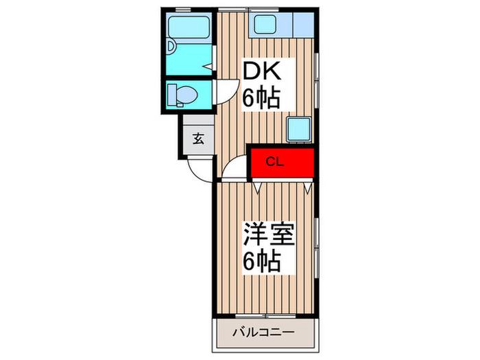 コーポ橋田(1DK/2階)の間取り写真
