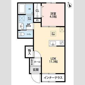 リーブルファイン久喜久喜東II(1LDK/1階)の間取り写真