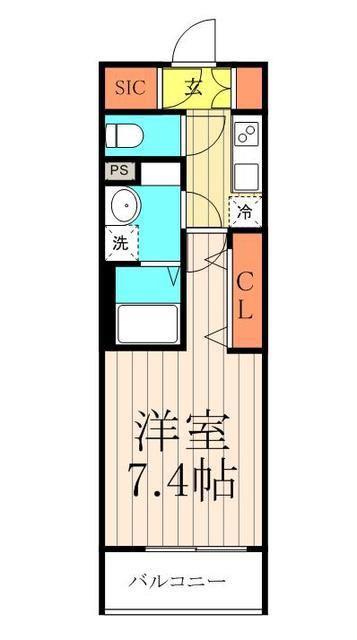 トラディティオ門前仲町(1K/14階)の間取り写真