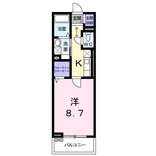 プレジェーネ一津屋(1K/2階)の間取り写真