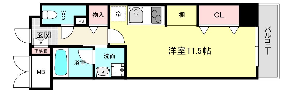 クオーレ西宮北口II(ワンルーム/5階)の間取り写真