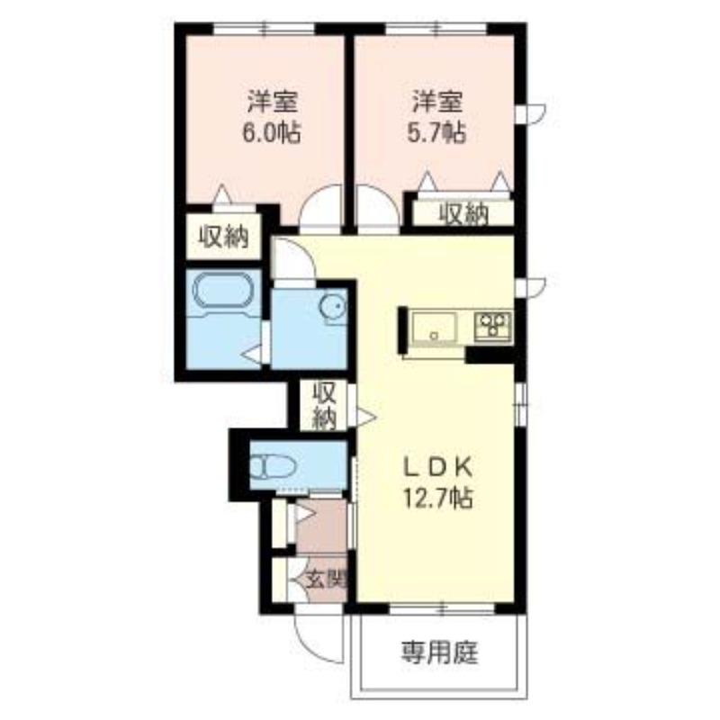 フェアウェイ(2LDK/1階)の間取り写真
