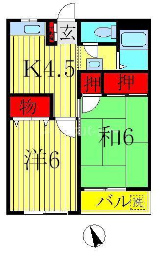 ハイツリバーサイド(2K/2階)の間取り写真