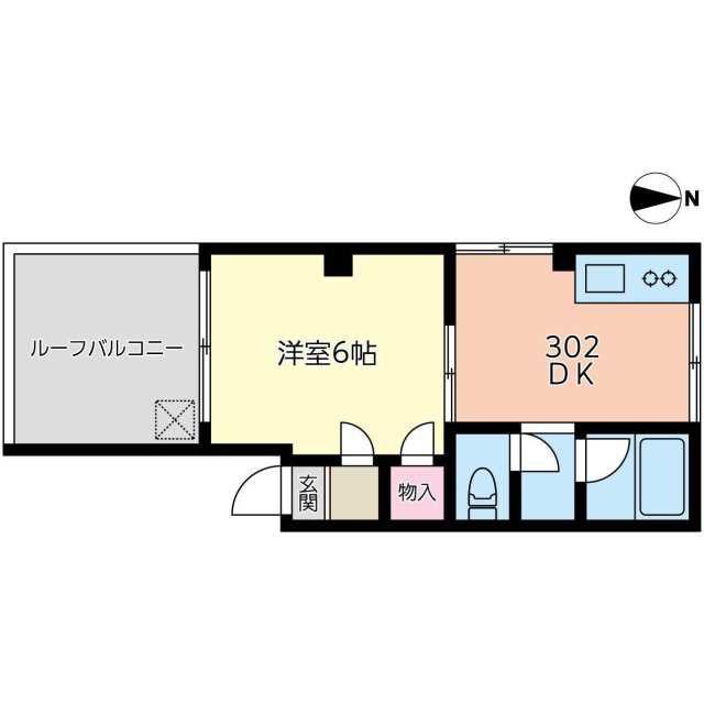 ネオプラザ平塚(1DK/3階)の間取り写真