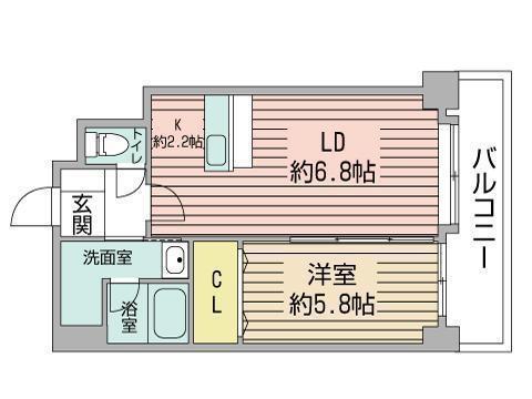 プライムアーバン北3条通(1LDK/14階)の間取り写真