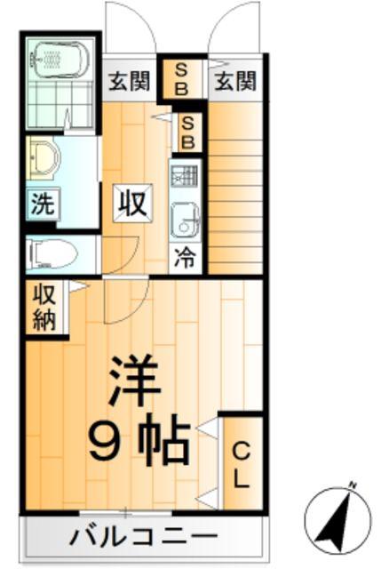 ハイツゆりの木(1K/1階)の間取り写真