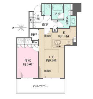 御影タワーレジデンス(1LDK/8階)の間取り写真