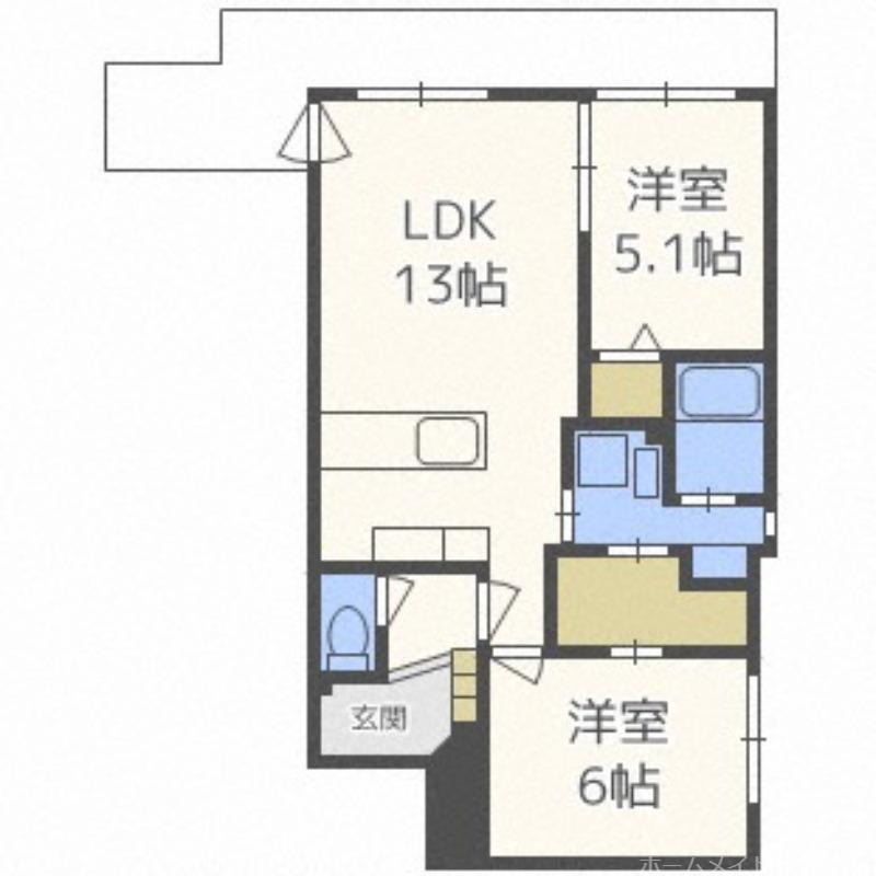 ASSE円山桜並木(2LDK/4階)の間取り写真