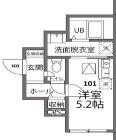 TERASU武蔵村山(ワンルーム/1階)の間取り写真