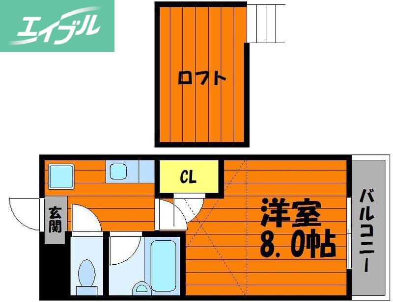 ミガール(1K/3階)の間取り写真