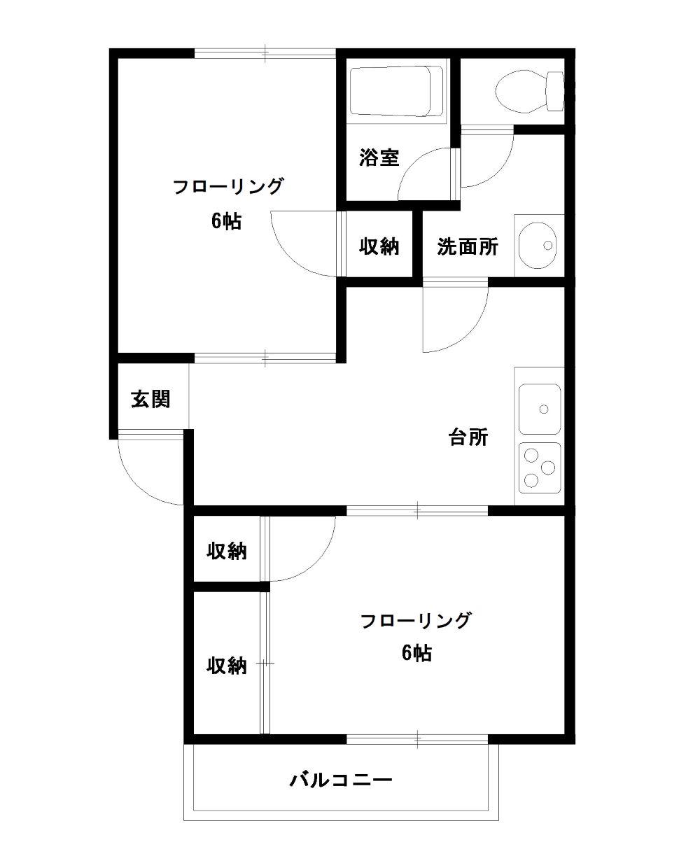 プレジールII(2DK/2階)の間取り写真