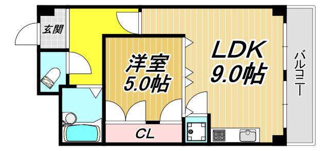 ドゥジェーム・ルミエール(1LDK/1階)の間取り写真