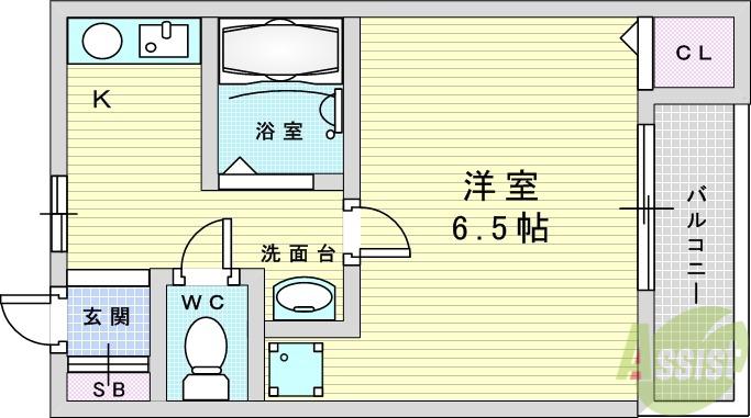メゾンド・ルミエール(1K/4階)の間取り写真