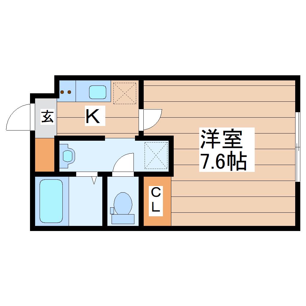 クレシエンテ大和町(1K/4階)の間取り写真