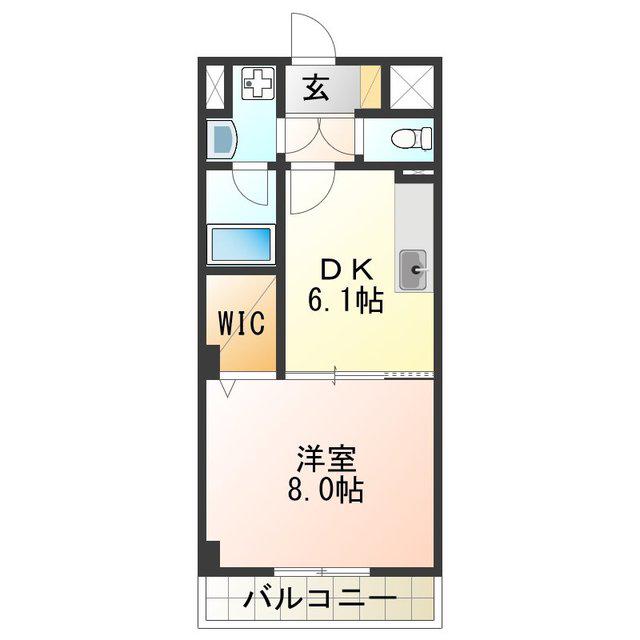 エバーヒルズN棟(1DK/2階)の間取り写真