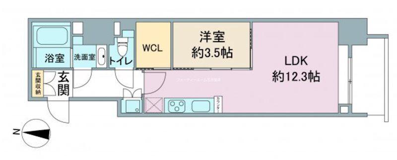 スリーアイランドタワー久屋大通(1LDK/4階)の間取り写真