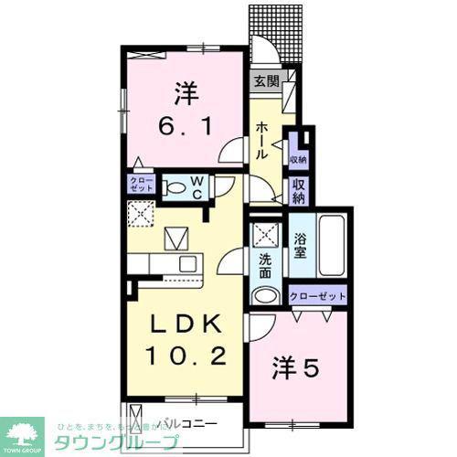 エトワール・シェル(2LDK/2階)の間取り写真