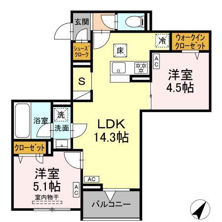 セレスティア東尾久II(2LDK/1階)の間取り写真
