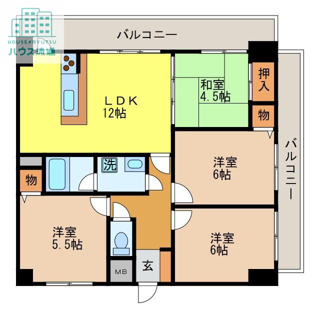 トーカンマンション泉町(3LDK/4階)の間取り写真