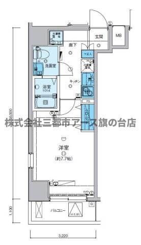 リヴシティ大森町(1K/7階)の間取り写真