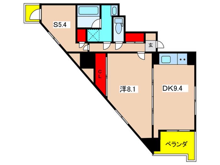 レジデンス清末3(1SDK/2階)の間取り写真