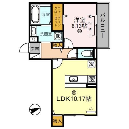 FLORIAII(1LDK/3階)の間取り写真