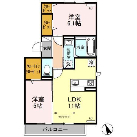 COURE(2LDK/2階)の間取り写真