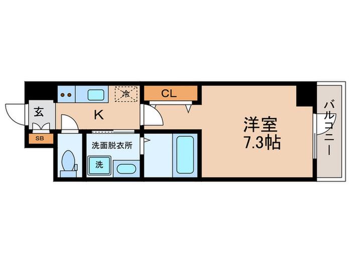 アーバンパーク田辺(1K/5階)の間取り写真