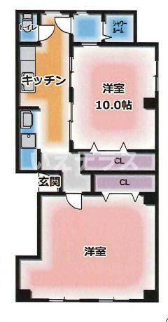 築島ビル(2K/2階)の間取り写真
